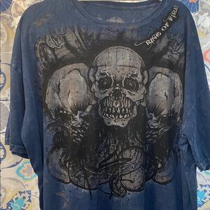 Ring of Fire Dark Blue Skull Tee